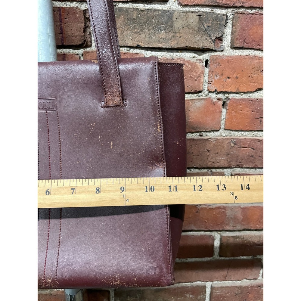 Missoni Leather Tote Bag Burgundy Textured Stitch Shoulder Purse Womens M VTG - Picture 6 of 16